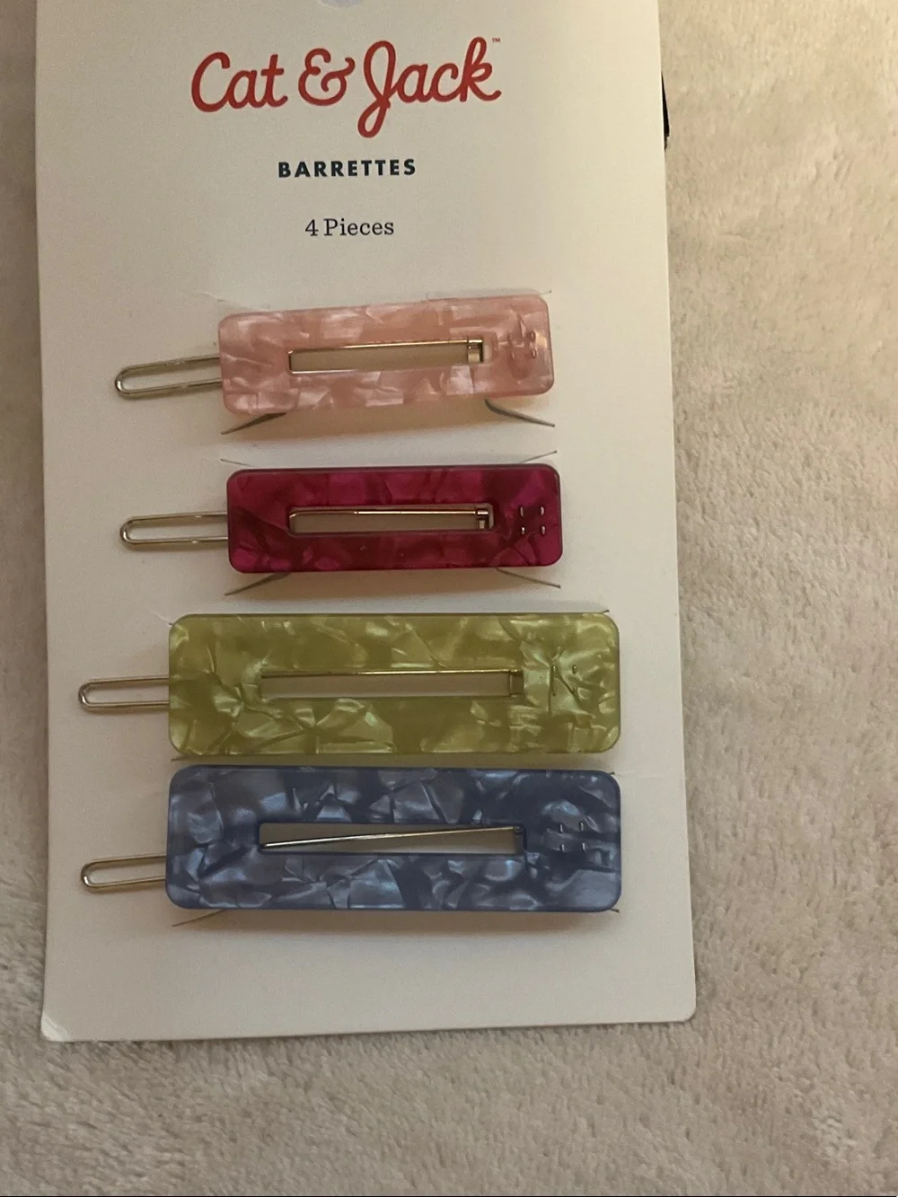Cat & Jack Marble Effect Rectangular Barrettes - Pink, Magenta, Lime, Blue